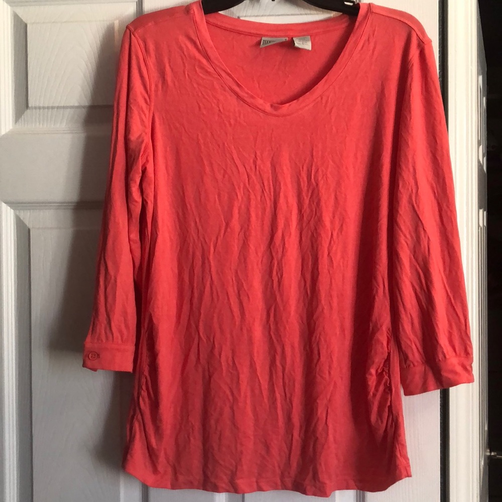 Coral shirt with ruching